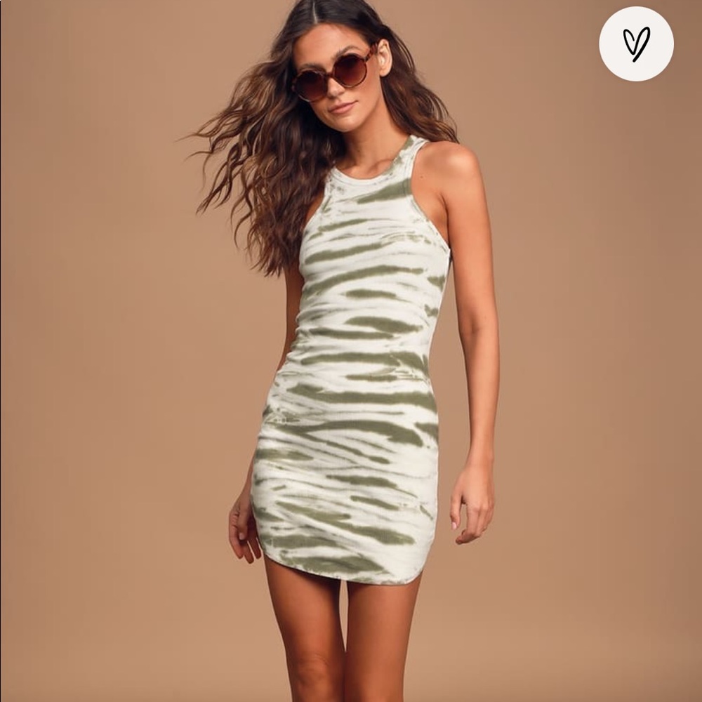 “Chill green” tie dye rubbed body con dress sz M